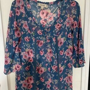 Decree Medium Women’s Floral 3/4 Sleeve Blouse Open Made In Indonesia